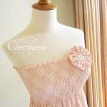 Summer Dress with Smocking Details and Fabric Flower Brooch