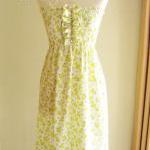 Smocked Dress With Ruffles And Beads Lime Green..