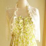 Smocked Dress With Ruffles And Beads Lime Green..
