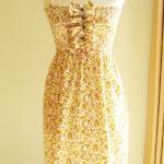 Smocked Dress With Ruffles And Beads Orange Yellow..