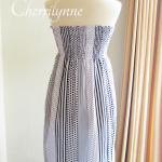 Summer Dress - Strapless Smocked Cotton Tube Dress..