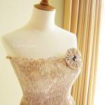 Smocked Dress Light Brown Japanese Cotton With..