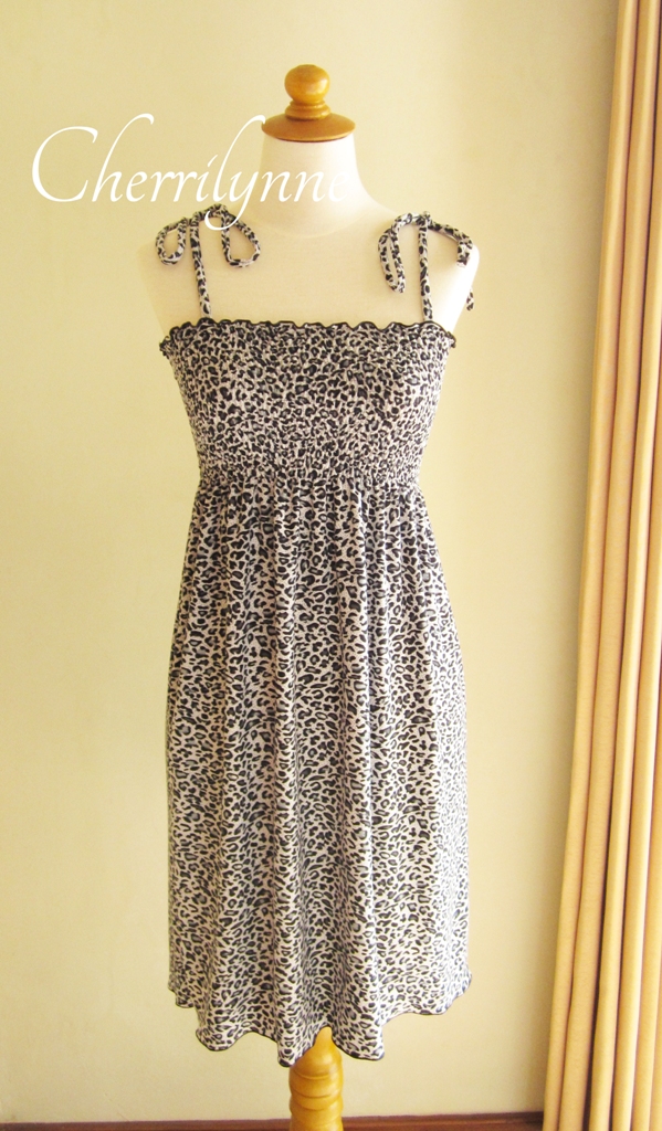 Smocked Tube Dress With Straps Leopard Print on Luulla