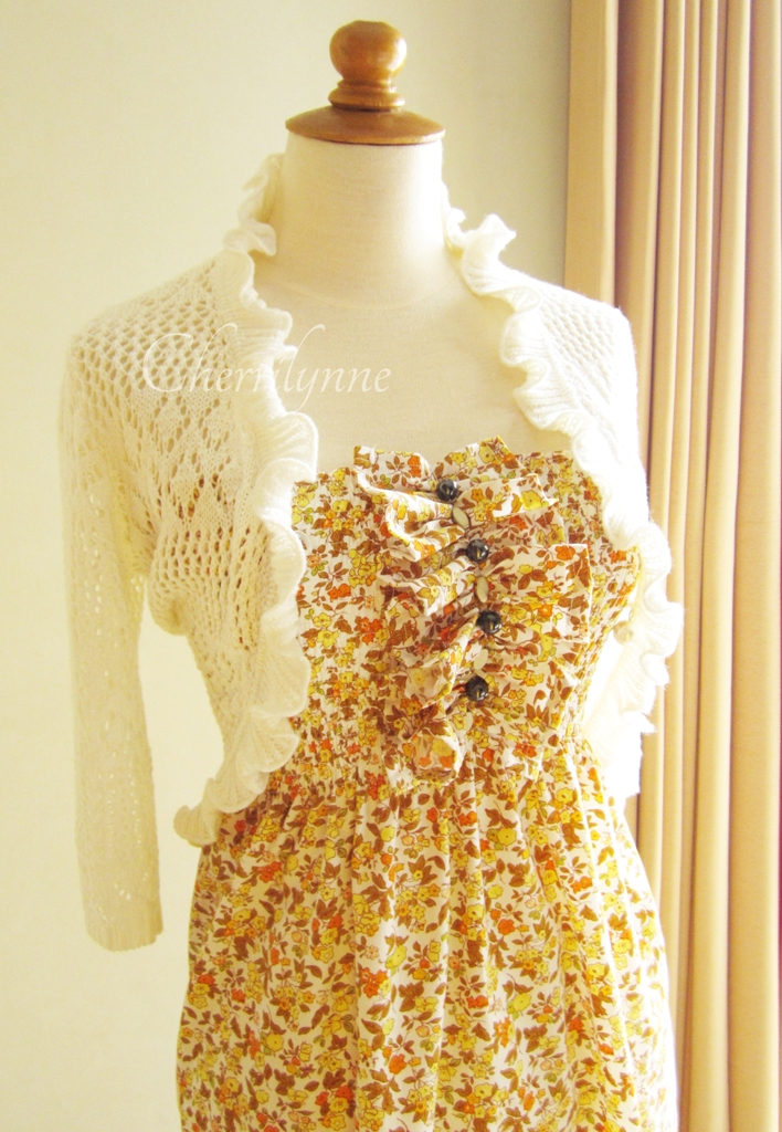 Smocked Dress With Ruffles And Beads Orange Yellow Japanese Cotton ...